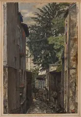 Rue à Bourges by Marcel Bascoulard, 1941, Encre et aquarelle, sold Nov 2023