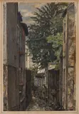 Rue à Bourges by Marcel Bascoulard, 1941, Encre et aquarelle, sold Nov 2023