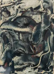 Composition by Yolande Fièvre, vers 1940, Encre et gouache sur papier, sold Nov 2023