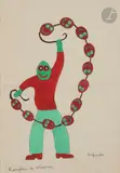 Le Jongleur de Solignac by Jean-Joseph Sanfourche, Gouache et encre, sold Nov 2023