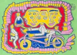 Personnage tricéphale sur sa bicyclette by Yvon Taillandier, Gouache, sold Nov 2023