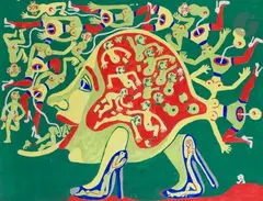 La Marche des personnages by Yvon Taillandier, Gouache, sold Nov 2023