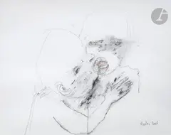 Le Baiser by Jean Rustin, 2003, Crayon gras, sold Nov 2023