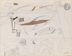 Composition by Mihail Chemiakin, 1976, Encre et aquarelle, sold Nov 2023