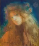 Portrait de jeune femme by Lucien-Victor Guirand de Scévola, Aquarelle, sold Nov 2023