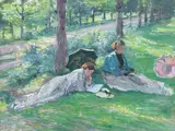 La Sieste à l’ombre by Ludovic Piette, Gouache, sold Nov 2023