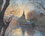 Mare devant l’église by Siebe Johannes ten Cate, 1904, Gouache et fusain sur papier monté sur toile, sold Nov 2023