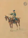 Cavalier by Charles-Fernand de Condamy, 1894, Aquarelle et rehauts de gouache, sold Nov 2023