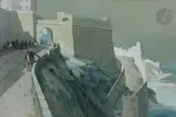 Sur les remparts de Bonifacio by Georges Albert E. Belnet, Gouache, sold Nov 2023