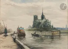 Paris, la Seine et Notre-Dame by Frank Myers Boggs, Fusain et aquarelle, sold Nov 2023