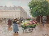 Paris, La Marchande de fleurs by Victor Gilbert, Gouache, sold Nov 2023
