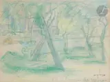Rivière à Sauqueville-sur-Scie by Charles Angrand, Pastel, sold Nov 2023