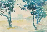 Paysage aux pins maritimes by Henri-Edmond Cross, vers 1905, Aquarelle, sold Nov 2023