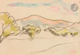 Paysage de Provence by Henri-Edmond Cross, Aquarelle et crayon noir, sold Nov 2023