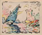 Marseille, Barques de pêche by Paul Signac, vers 1908, Plume, encre de Chine et aquarelle, sold Nov 2023