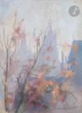 La Cathédrale by Ernest Laurent, Pastel sur papier monté sur toile, sold Nov 2023