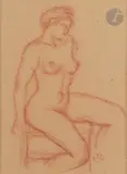 Nu assis by Aristide Maillol, Sanguine, sold Nov 2023