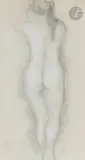 Nu féminin de dos by Aristide Maillol, Crayon noir et pierre blanche sur papier bleuté, sold Nov 2023