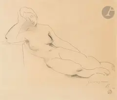 Nu accoudé by Léopold Survage, 1924, Crayon noir et estompe, sold Nov 2023