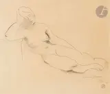 Nu accoudé by Léopold Survage, 1924, Crayon noir et estompe, sold Nov 2023