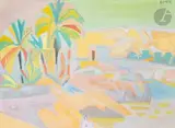 Assouan, la palmeraie, vers 1951-52 by André Lhote, Gouache, sold Nov 2023