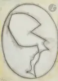 Composition by Jean Arp, vers 1960, Aquarelle et fusain, sold Nov 2023