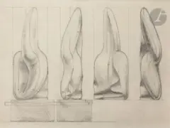 Étude pour forme phallique, Opus 83 by István Beöthy, vers 1937, Crayon et estompe, sold Nov 2023