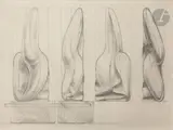 Étude pour forme phallique, Opus 83 by István Beöthy, vers 1937, Crayon et estompe, sold Nov 2023