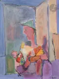 Femme à la fenêtre by Geer van Velde, vers 1938, Gouache, sold Nov 2023
