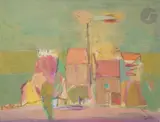 Maisons by Geer van Velde, vers 1937, Gouache, sold Nov 2023