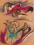 Rêve de licorne by André Masson, vers 1955, Fusain et pastel, sold Nov 2023