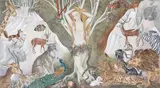 Ève parmi les animaux by Adrienne Segur, Aquarelle, gouache et mine de plomb, sold Nov 2023