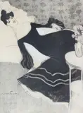 Femme au divan by Joan Cardona i Lladós, Fusain, crayon noir et rehauts de gouache, sold Nov 2023