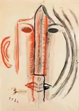 Double portrait homme-femme by Joan Sandalinas i Fornas, 1926, Aquarelle, sold Dec 2015