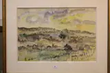 Le clocher dans la campagne by Roland Dubuc, Aquarelle, sold Nov 2015