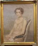 Portrait de femme by Pierre Carrier-Belleuse, 1928, Pastel sur toile, sold Nov 2015