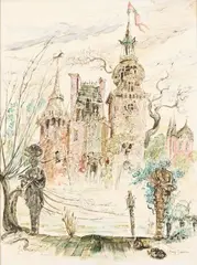 La chute de la maison Usher by Philippe Jullian, Aquarelle et encre, sold Nov 2015