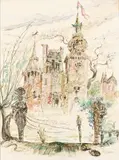 La chute de la maison Usher by Philippe Jullian, Aquarelle et encre, sold Nov 2015