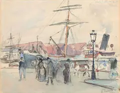 Près le théâtre des arts Rouen by Camille Pissarro, Aquarelle, sold Nov 2015