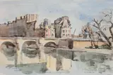 Paris, la Seine au Pont Neuf by Pierre-Eugène Clairin, 1945, Aquarelle, sold Nov 2015