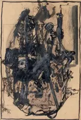 Composition by Jacques Doucet, 1962, Encre de Chine, lavis, rehauts de gouache blanche et de pastel, sold Nov 2015