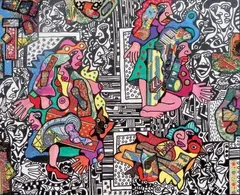 L'art des Indiens d'Amérique by Christian Esctal, Acrylique et collage, sold Nov 2015