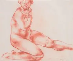 Nu accroupi by Jean Fautrier, 1925, Sanguine sur papier mince, sold Jun 2015