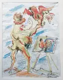 Femme et coq by Édouard Pignon, Pastel gras sur une lettre d'Hélène Pignon à l'un de leurs amis; deux feuilles agrémentées, sold Jun 2015