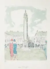 Place Vendôme by Kees van Dongen, 1937, Lithographie en couleur, sold May 2015