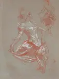 Le pas de danse by Jules Chéret, Sanguine et craie blanche, sold May 2015