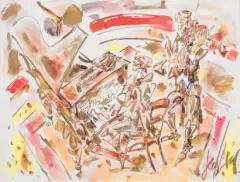 Pianiste et violoniste by Gen Paul, Aquarelle, sold May 2015