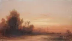 Paysage (vue de Constantinople?) by Félix Ziem, 1862, Aquarelle sur papier, sold Apr 2015