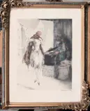 Marchand de marrons», 1928. De la serie «Ville-lumière by Louis Icart, Eau-forte et aquatinte en couleur signée et numérotée:, sold Apr 2015