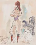Jeune femme se dévêtant by André Dignimont, Aquarelle gouachée, sold Apr 2015